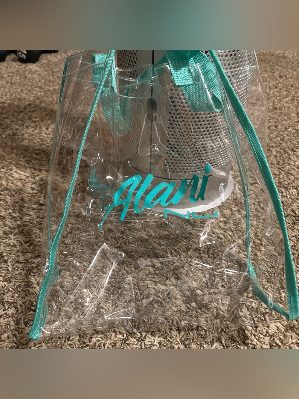 Alani Clear Teal-Trim Tote Bag